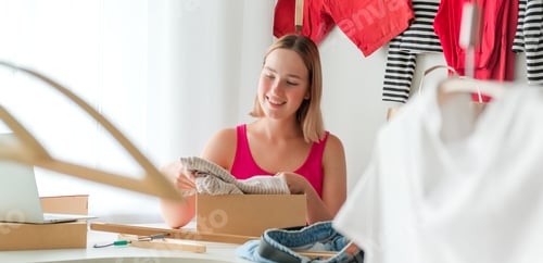 Preview: Second hand clothes, used wardrobe. Circular fashion, fast fashion, eco-friendly sustainable shoppin