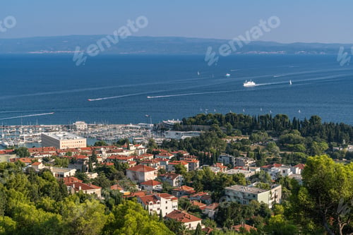 Preview: Aerial view of Split, Croatia, featuring the marina, residential area, and the Adriatic Sea