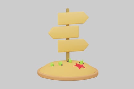 Preview: Directional signpost on sand island