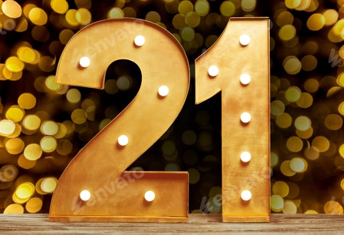 Preview: Big plastic numbers with shining light bulbs