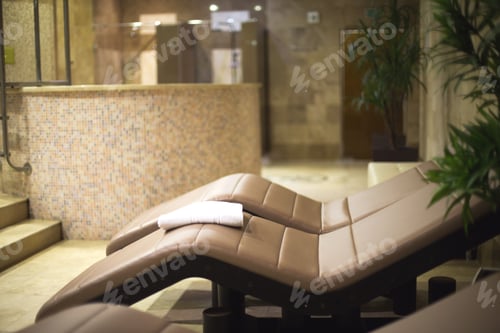 Preview: towel in the spa center on the sunbed . rest in the spa center