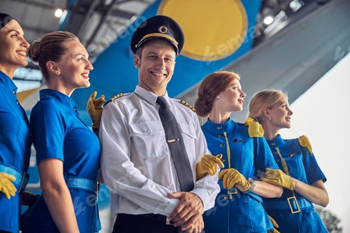 Preview: Airline Crew Standing Proudly in Front of Aircraft