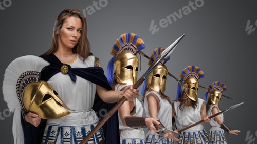 Preview: Female warlord and two warriors women from ancient greece