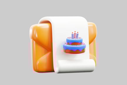 Preview: Birthday cake on a white scroll