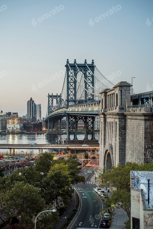 Preview: Manhattan Bridge during sunrise, Manhattan, New York, USA