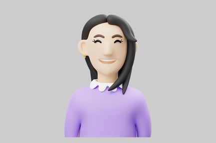 Visualização: Personagem de desenho animado feminino sorridente