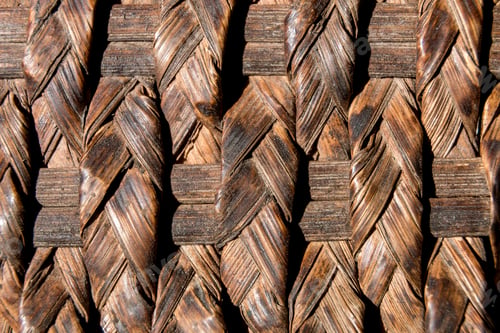 Preview: Natural braided rattan texture background. Top view. Flat lay.