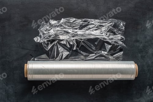 Preview: roll of wrapping stretch film for packing at colorful background isolated