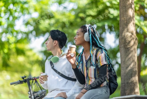 Preview: Young Adults Relaxing with Eco Transportation