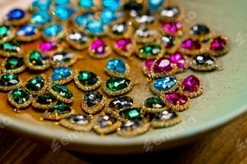 Preview: close-up of different types of pearl beads and pendants create beautiful expensive craft jewelry