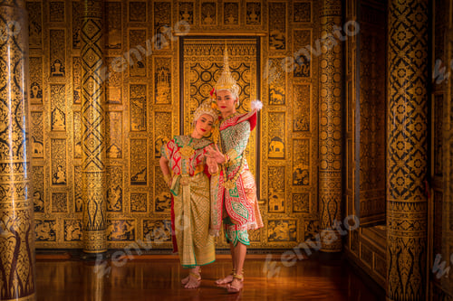 Preview: Khon is art culture Thailand Dancing in masked Tos-sa-kan and Hanuman are fighting in literature Ram