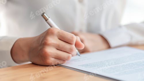Preview: Business people sign investment agreements to buy and sell business.