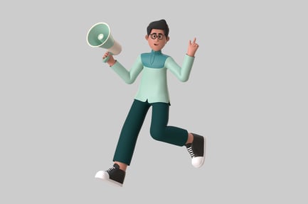 Preview: Cartoon Man with Megaphone & Glasses