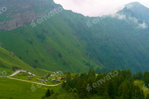 Preview: Mountain landscape along the road to Fedaia pass, Dolomites