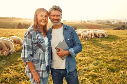 Preview: Mature couple working on the farm