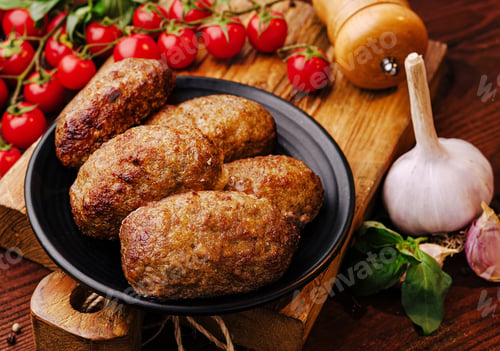 Preview: Deliciously grilled meatballs served with fresh tomatoes and garlic