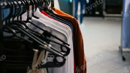Preview: Multiple formal or casual clothes hanging in clothing store