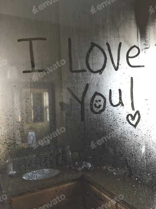 Preview: The best kind of shower message! Tonythetigersson Tony Andrews Photography words on shower door