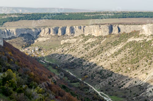 Preview: Majestic Crimea valley panorama with ancient cliffs