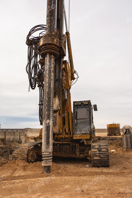 Preview: construction equipment for a construction site, including a large drill