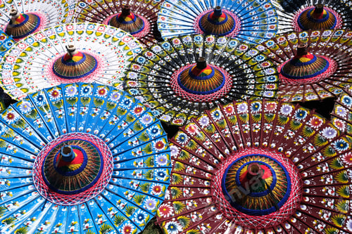 Preview: Colorfully painted umbrellas