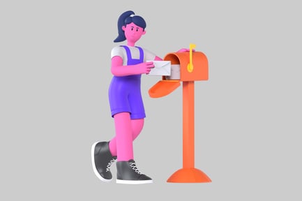 Preview: Cartoon woman mailing a letter