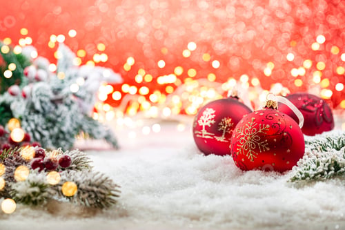 Preview: Christmas decorations on snow