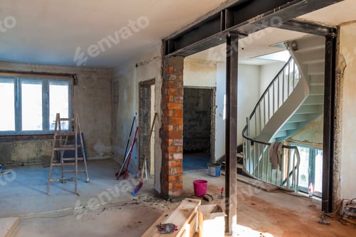Preview: Interior of a house under construction. Renovation of an apartment