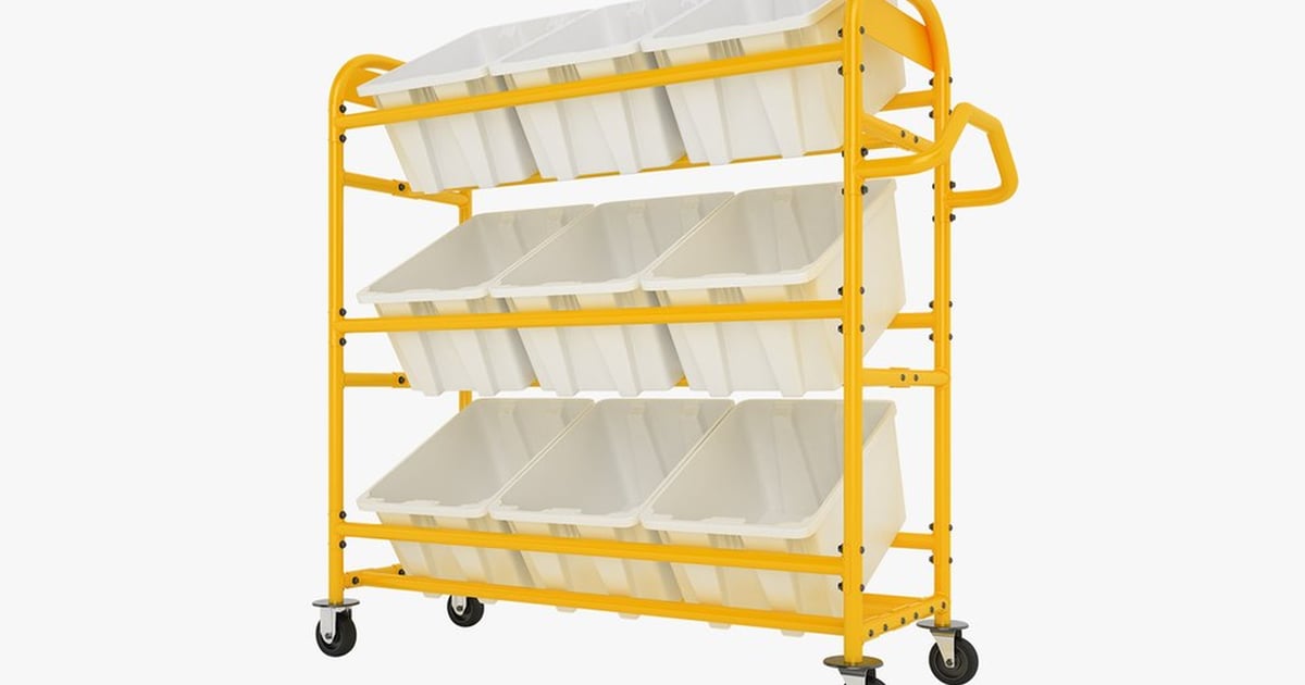 Rolling Tote Cart with Multiple Bins 3D, Incl. box & cart - Envato