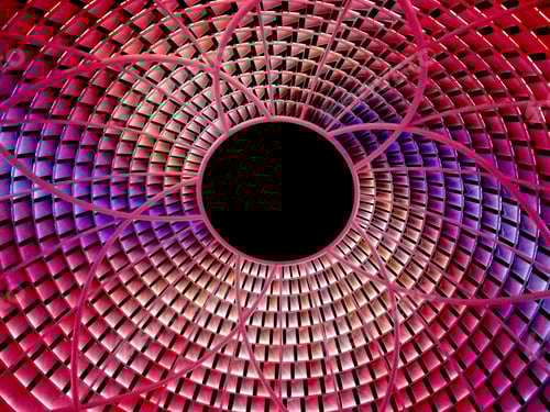 Preview: Modern architecture - open hole ceiling of a shopping mall at night