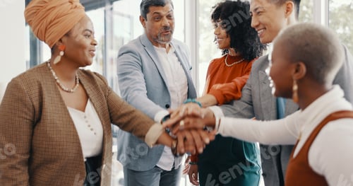 Preview: Teamwork, collaboration hands and applause of business people for support, trust and team building.