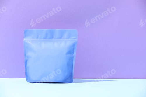 Preview: Zipper stand-up pouch on color background, mockup for design