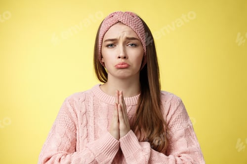 Preview: Clingy sad whining girlfriend bagging buy her dress grimacing pouting and frowning upset, pressing