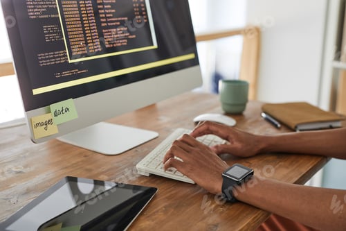 Preview: Male Hands Writing Code