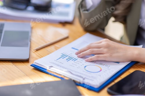 Preview: portrait of business Asian woman Accounting using calculating income-expenditure and analyzing real