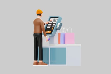 Preview: Contactless payment terminal with shopper