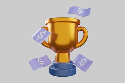 Preview: Golden trophy with dollar banners