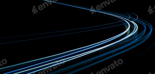 Preview: blue car lights at night. long exposure