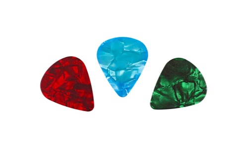 Preview: Three colorful guitar picks isolated on white