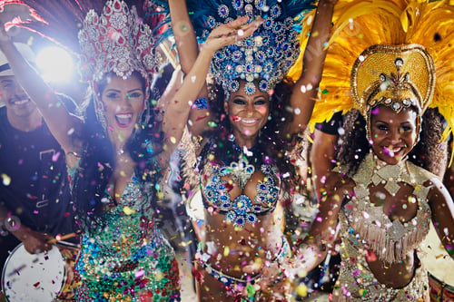 Preview: Come and celebrate with us. Portrait of samba dancers performing in a carnival.
