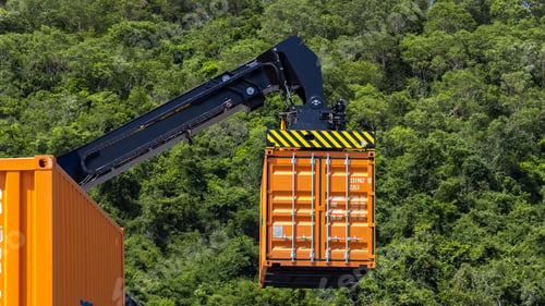 Preview: Reach stacker cargo forklift container box import export logistic transportation industrial.