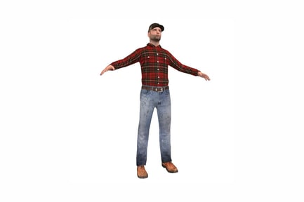 Preview: Man in plaid shirt with extended arms