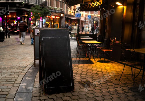 Preview: Menu Board With Blank Spaces At Restaurant Entrance