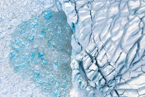 Preview: Iceland. Landscape from a drone. Destruction of the glacier in Iceland due to global warming.