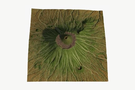 Visualização: Topografia do vulcão Tyatya, Ilha Kunashir