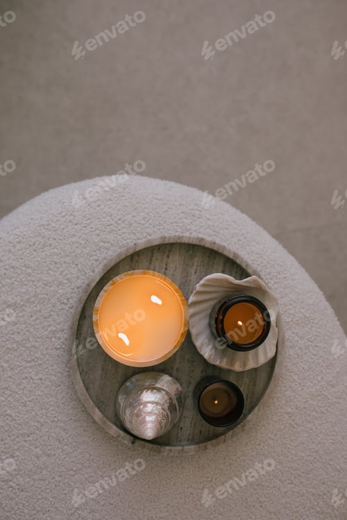 Preview: Aromatic candles on a natural marble tray.