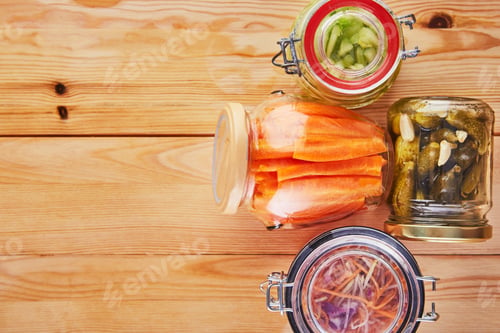 Preview: Fermented preserved vegetarian food concept.