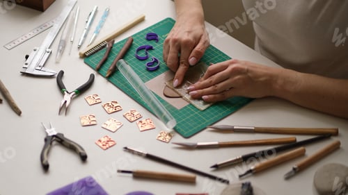 Preview: Craft jewelery making with professional tools. A handmade jeweler process, manufacture of jewellery.