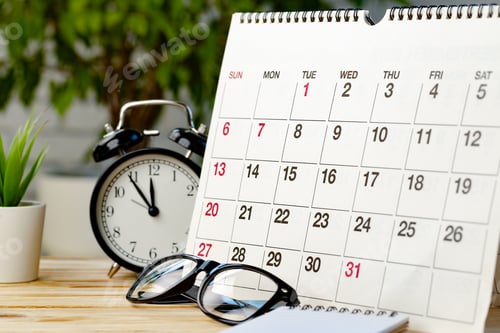 Preview: Calendar page close up on office desk
