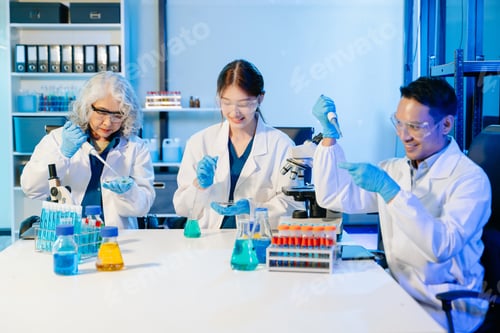 Preview: scientists conducting research investigations in a medical laboratory, a researcher